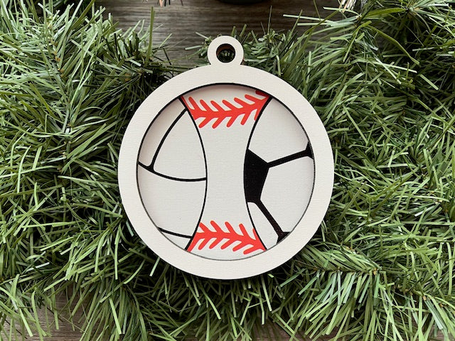 Multi Sport Ornament/ Volleyball Baseball Soccer Ornament/ Blank or with Year