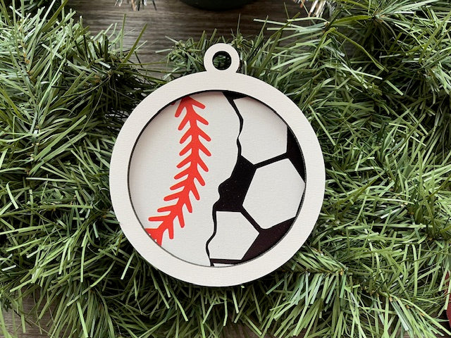 Multi Sport Ornament/ Baseball Soccer Ornament/ Blank or with Year