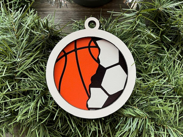 Multi Sport Ornament/ Basketball Soccer Ornament/ Blank or with Year