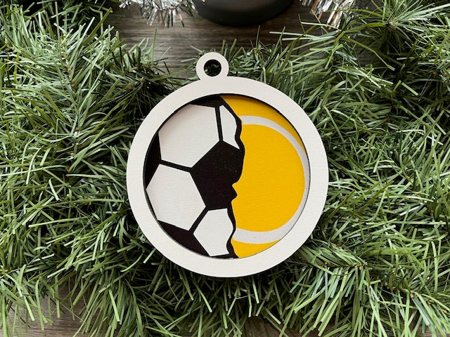 Multi Sport Ornament/ Soccer Tennis Ornament/ Blank or with Year
