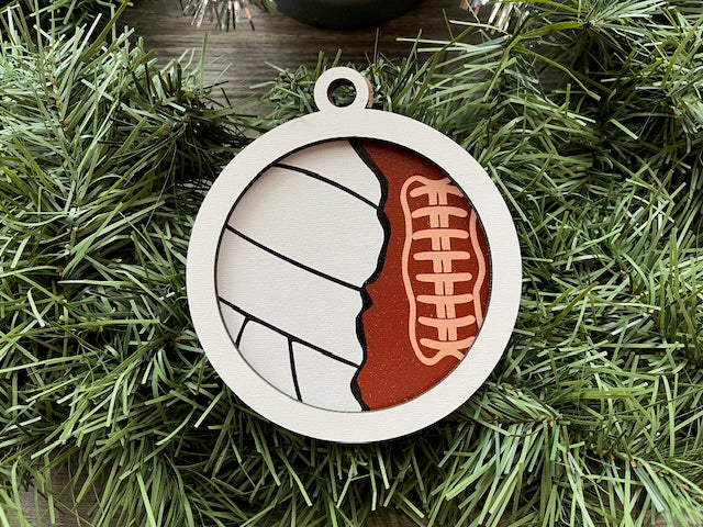 Multi Sport Ornament/ Volleyball Football Ornament/ Blank or with Year