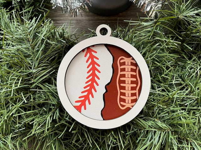 Multi Sport Ornament/ Baseball Football Ornament/ Blank or with Year