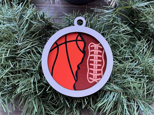 Multi Sport Ornament/ Basketball Football Ornament/ Blank or with Year