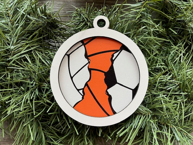 Multi Sport Ornament/ Volleyball Basketball Soccer Ornament/ Blank or with Year