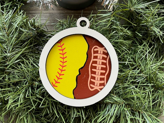 Multi Sport Ornament/ Softball Football Ornament/ Blank or with Year