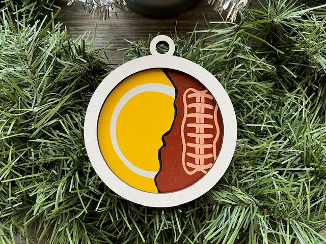 Multi Sport Ornament/ Tennis Football Ornament/ Blank or with Year