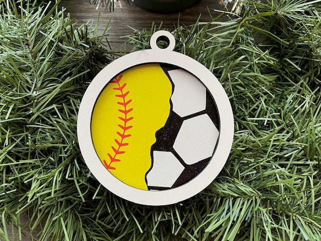 Multi Sport Ornament/ Softball Soccer Ornament/ Blank or with Year
