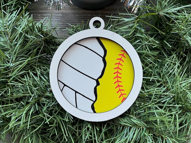 Multi Sport Ornament/ Volleyball Softball Ornament/ Blank or with Year