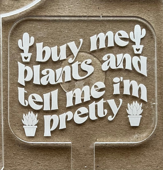 buy me plants and tell me i'm pretty, funny plant stake