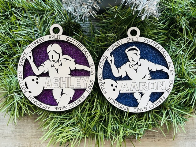 Bowling Ornament No Icons- Male or Female- Available Personalized