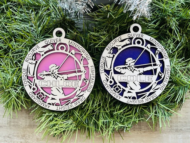 Archery Ornament With Icons- Male or Female- Available Personalized