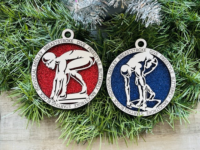 Swimming Ornament No Icons- Male or Female- Available Personalized