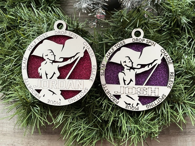 Color Guard Ornament No Icons- Male or Female- Available Personalized