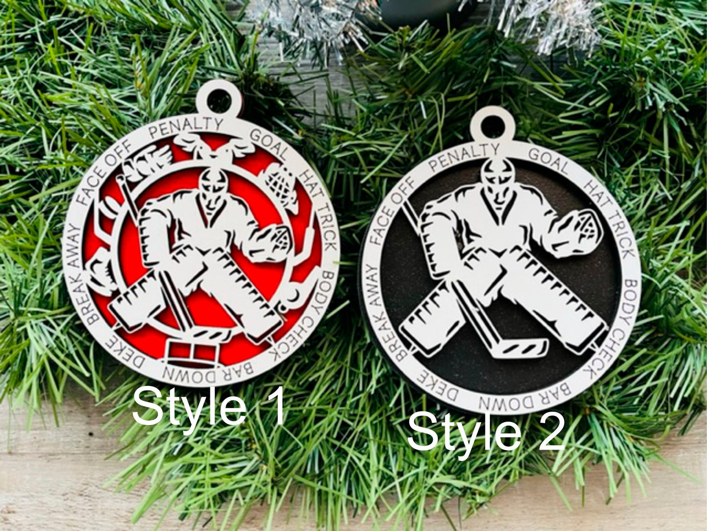 Hockey Ornament- Hockey Goalie- Two Styles- Available Personalized