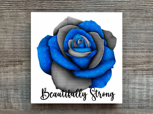 Blue and Gray Awareness Rose Beautifully Strong Plaque