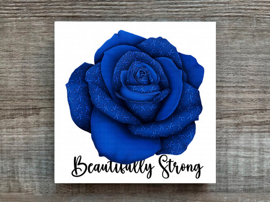Dark Blue Awareness Rose Beautifully Strong Plaque