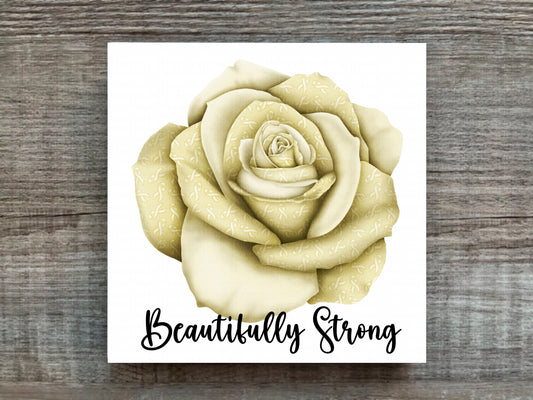 Ivory Awareness Rose Beautifully Strong Plaque