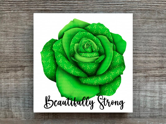 Lime Green Awareness Rose Beautifully Strong Plaque