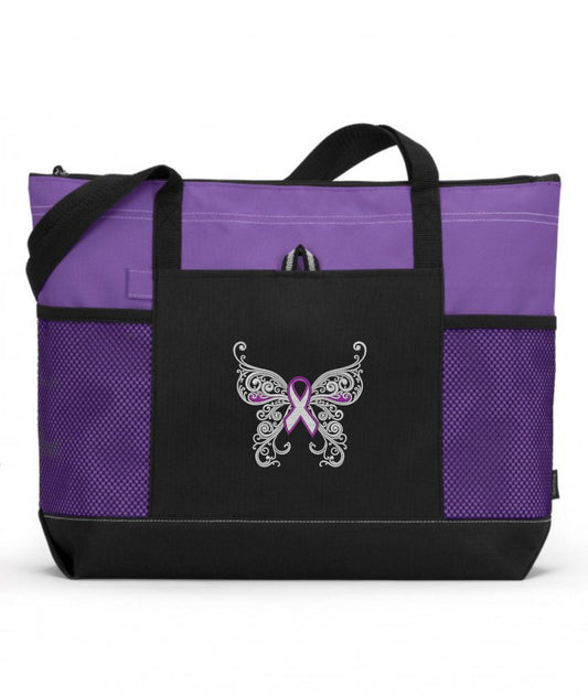 Butterfly Awareness Embroidered Tote Bag