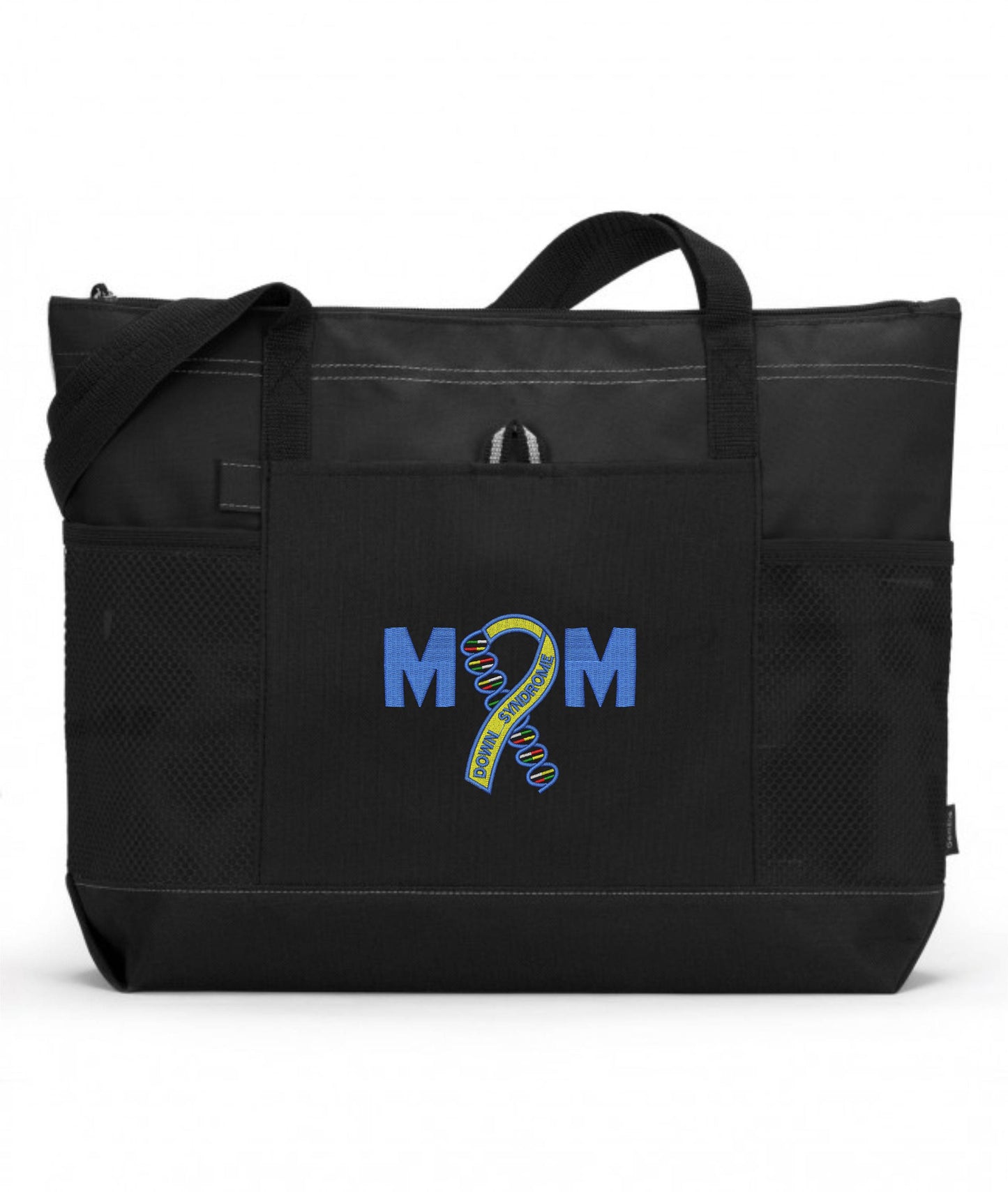 Down Syndrome Mom with Ribbon Embroidered Tote Bag