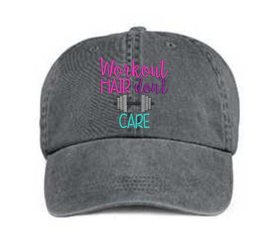 Embroidered Workout Hair Don't Care Hat