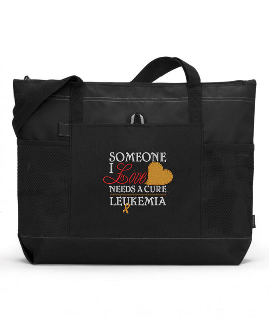 Someone I Love Needs A Cure Leukemia Embroidered Tote Bag