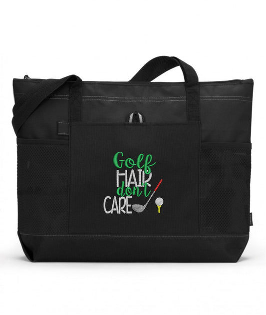 Golf Hair Don't Care Embroidered Golf Tote Bag