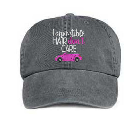 Convertible Hair Don't Care Embroidered Hat