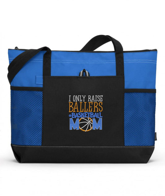 I Only Raise Ballers Basketball Mom Embroidered Basketball Bag