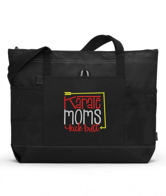 Karate Moms Kick Butt Embroidered Karate Tote Bag
