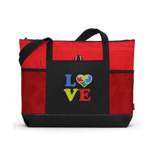 Autism Love Embroidered Autism Tote Bag