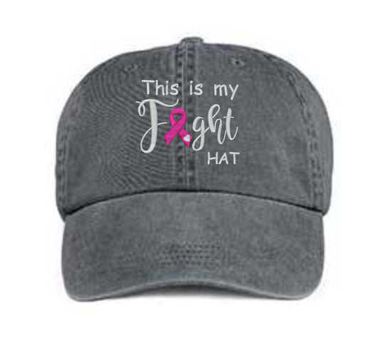 This Is My Fight Hat Embroidered Cancer Hat, Choose Ribbon Color