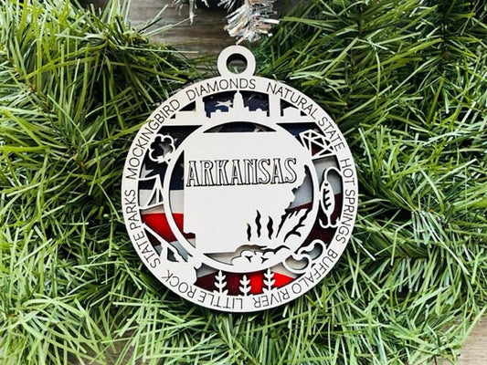 Arkansas Ornament/ Arkansas State Ornament/ Unique State Ornament/ State Pride Ornament/ Christmas Ornament/ Christmas Gift/ Arkansas Pride