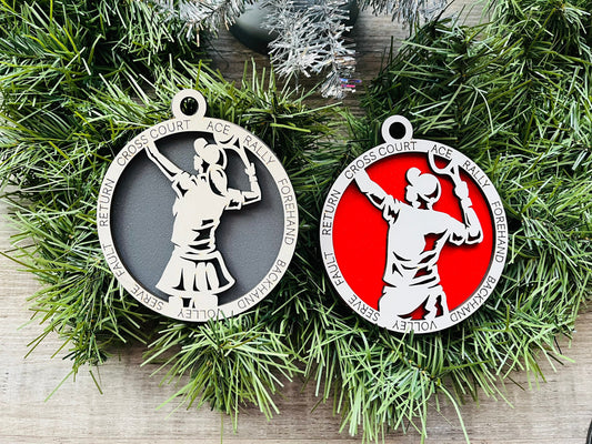 Tennis Ornament/ Tennis Christmas Ornaments/ Sports Ornaments/ Tennis Gift/ Male or Female/ Glitter or Standard Backer/ No Icons