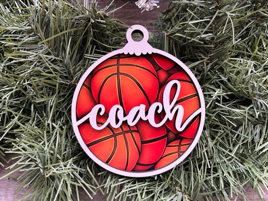 Basketball Coach Ornament/ Basketball Coach Gift/ Coach Gift/ Sports Coach/ Christmas Ornaments/ Sports Ornaments/ Gift for Basketball Coach