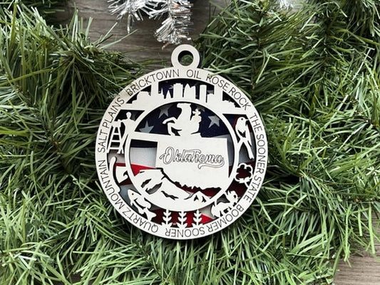 Oklahoma Ornament/ Oklahoma State Ornament/ Unique State Ornament/ State Pride Ornament/ Christmas Ornament/ Oklahoma Pride