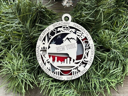 New York Ornament/ New York State Ornament/ Unique State Ornament/ State Pride Ornament/ Christmas Ornament/ New York Pride