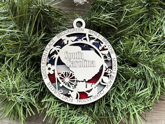 South Carolina Ornament/ South Carolina State Ornament/ Unique State Ornament/ State Pride Ornament/ Christmas Ornament/South Carolina Pride