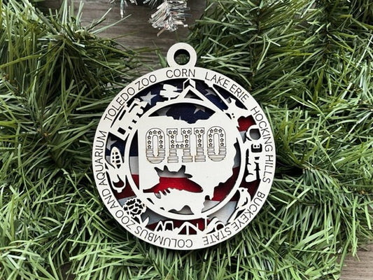 Ohio Ornament/ Ohio State Ornament/ Unique State Ornament/ State Pride Ornament/ Christmas Ornament/ Ohio Pride