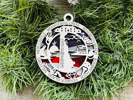 Delaware Ornament/ Delaware State Ornament/ Unique State Ornament/ State Pride Ornament/ Christmas Ornament/ Christmas Gift/ Delaware Pride