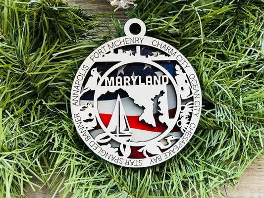 Maryland Ornament/ Maryland State Ornament/ Unique State Ornament/ State Pride Ornament/ Christmas Ornament/ Christmas Gift/ Maryland Pride