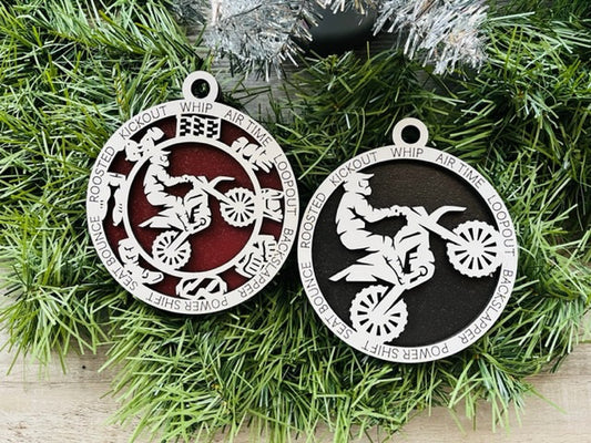 Motorcross Ornament/ Motocross Christmas Ornaments/ Motorcross Gift/ Bike Ornament/ Glitter or Standard Backer/ Choose Style