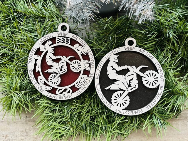 Motorcross Ornament/ Motocross Christmas Ornaments/ Motorcross Gift/ Bike Ornament/ Glitter or Standard Backer/ Choose Style