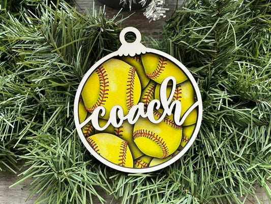 Softball Coach Ornament/ Softball Coach Gift/ Coach Gift/ Sports Coach/ Christmas Ornaments/ Sports Ornaments/ Gift for Softball Coach