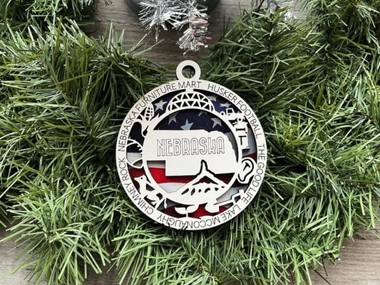 Nebraska Ornament/ Nebraska State Ornament/ Unique State Ornament/ State Pride Ornament/ Christmas Ornament/ Nebraska Pride