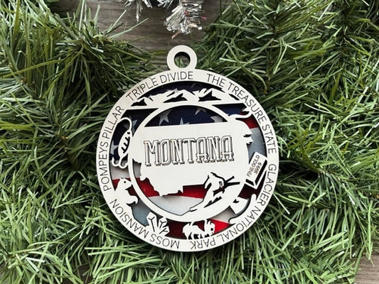 Montana Ornament/ Montana State Ornament/ Unique State Ornament/ State Pride Ornament/ Christmas Ornament/ Montana Pride