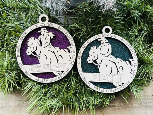 Horse Back Riding Ornament/ Personalized Ornaments/Christmas Ornaments/Horse Back Riding Gift/Male Female/Glitter or Standard Backer/No Icon