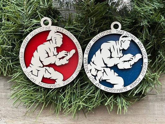 Jiu Jitsu Ornament/ Martial Arts Ornament/ Christmas Ornaments/ Jiu Jitsu Gift/  Male or Female/ Glitter or Standard Backer/ No Icons