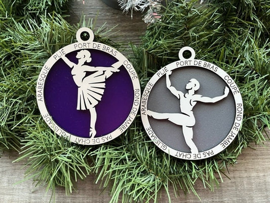 Ballet Dancer Ornament/ Christmas Ornaments/ Ballet Ornament/ Ballet Gift/ Male or Female/ Glitter or Standard Backer/ No Icons