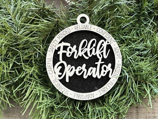 Forklift Operator Ornament/ Forklift Operator Gift/ Christmas Ornament/ Christmas Gift/ Occupational Ornament/ Career Gift/ Glitter Ornament